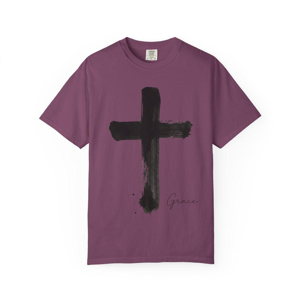 Grace Cross T-Shirt — Minimal Brushstroke Christian Tee
