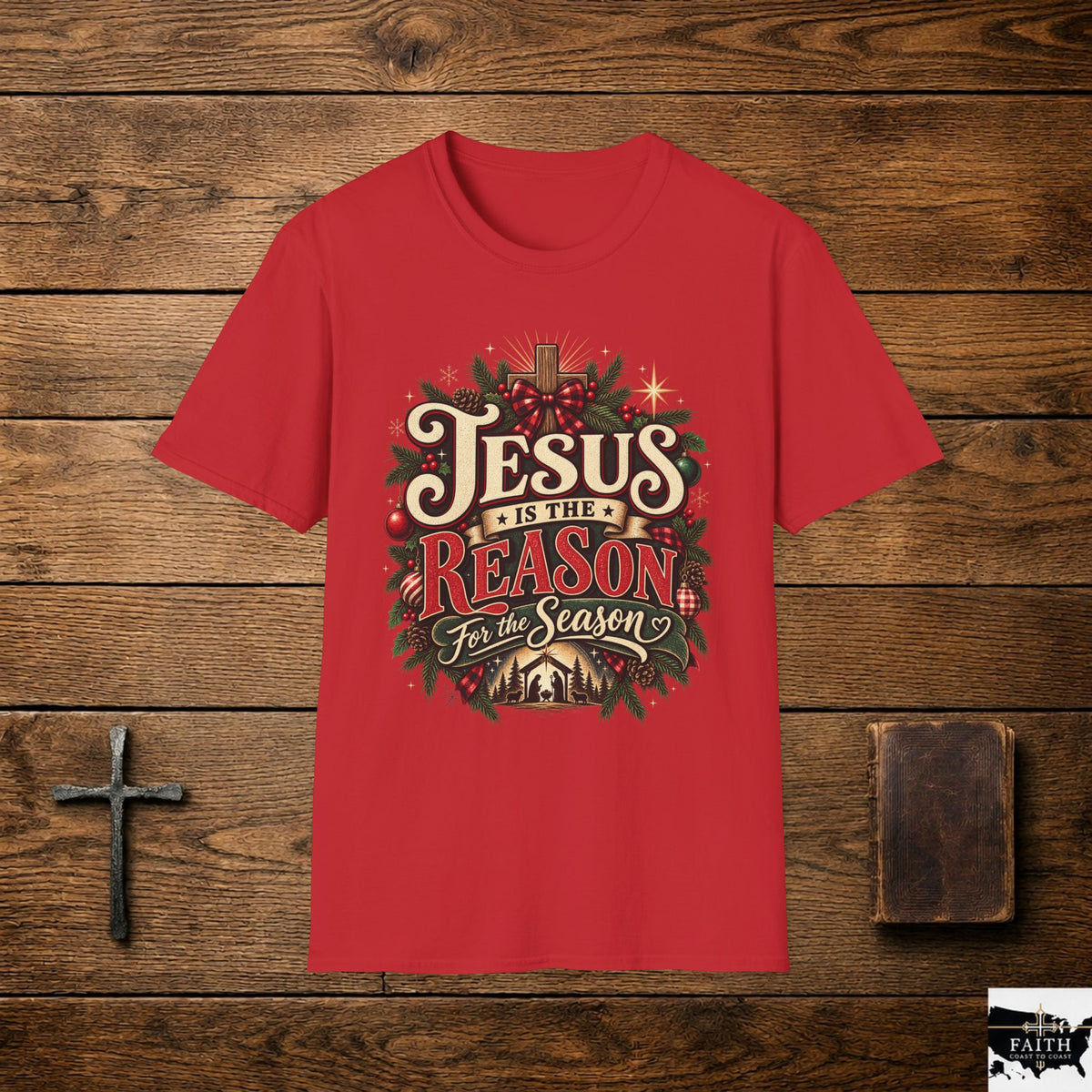 Jesus Is The Reason Christmas T-Shirt | Nativity Holiday Tee