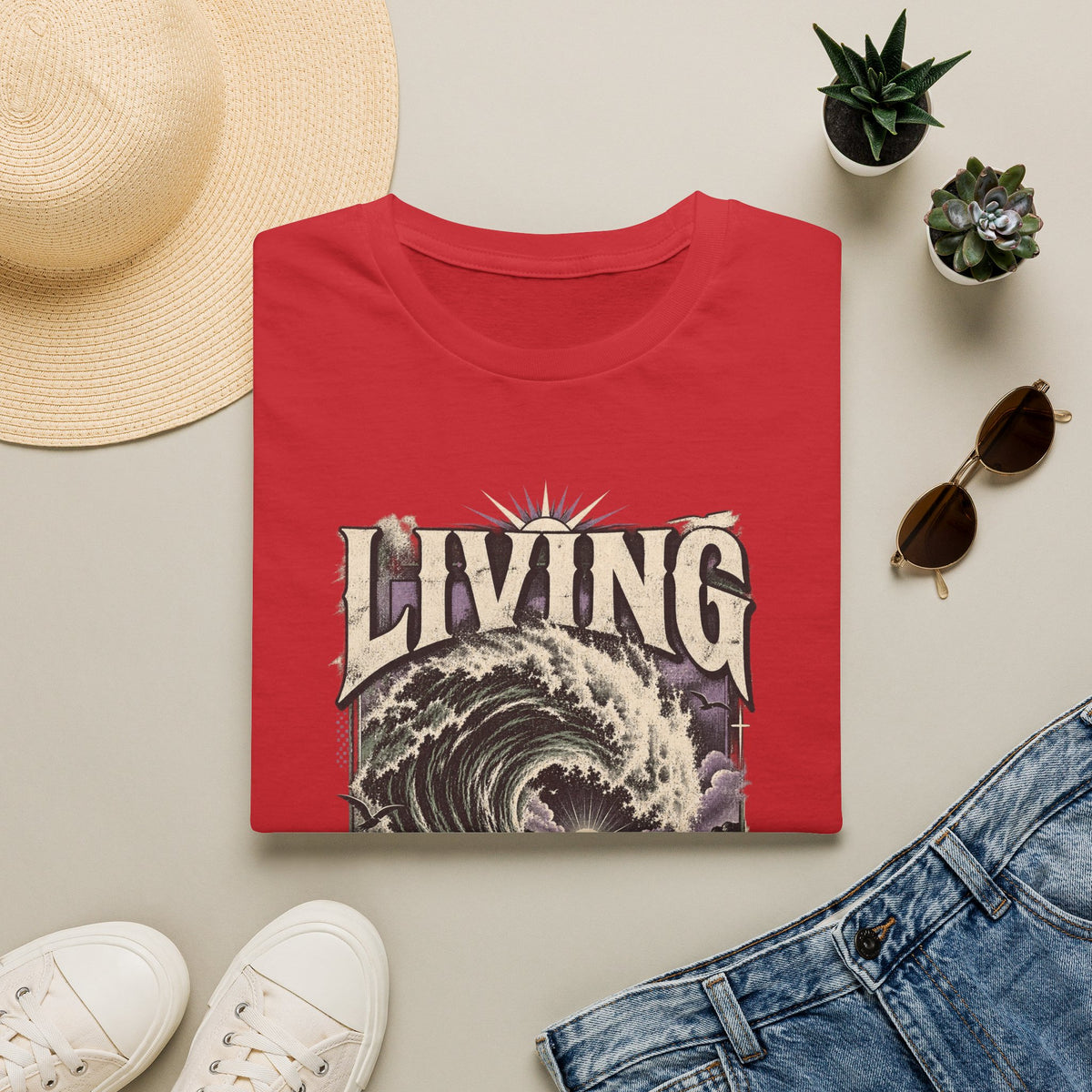 Living Water T-Shirt — Vintage Wave Graphic Tee