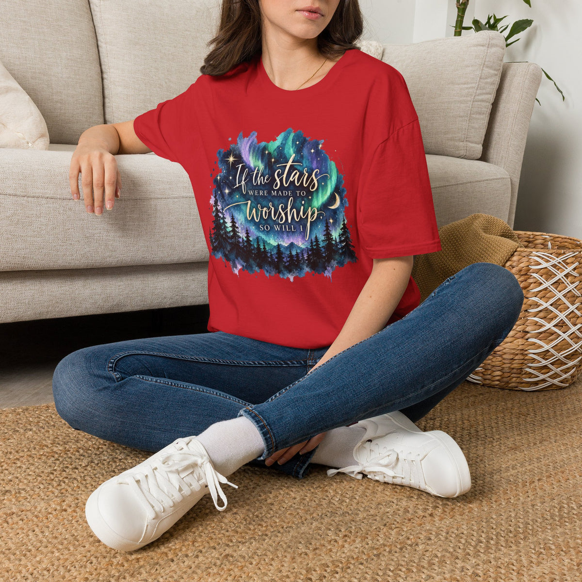 Worship Under the Stars T-Shirt — "If the stars were made to worship" Christian Faith Tee