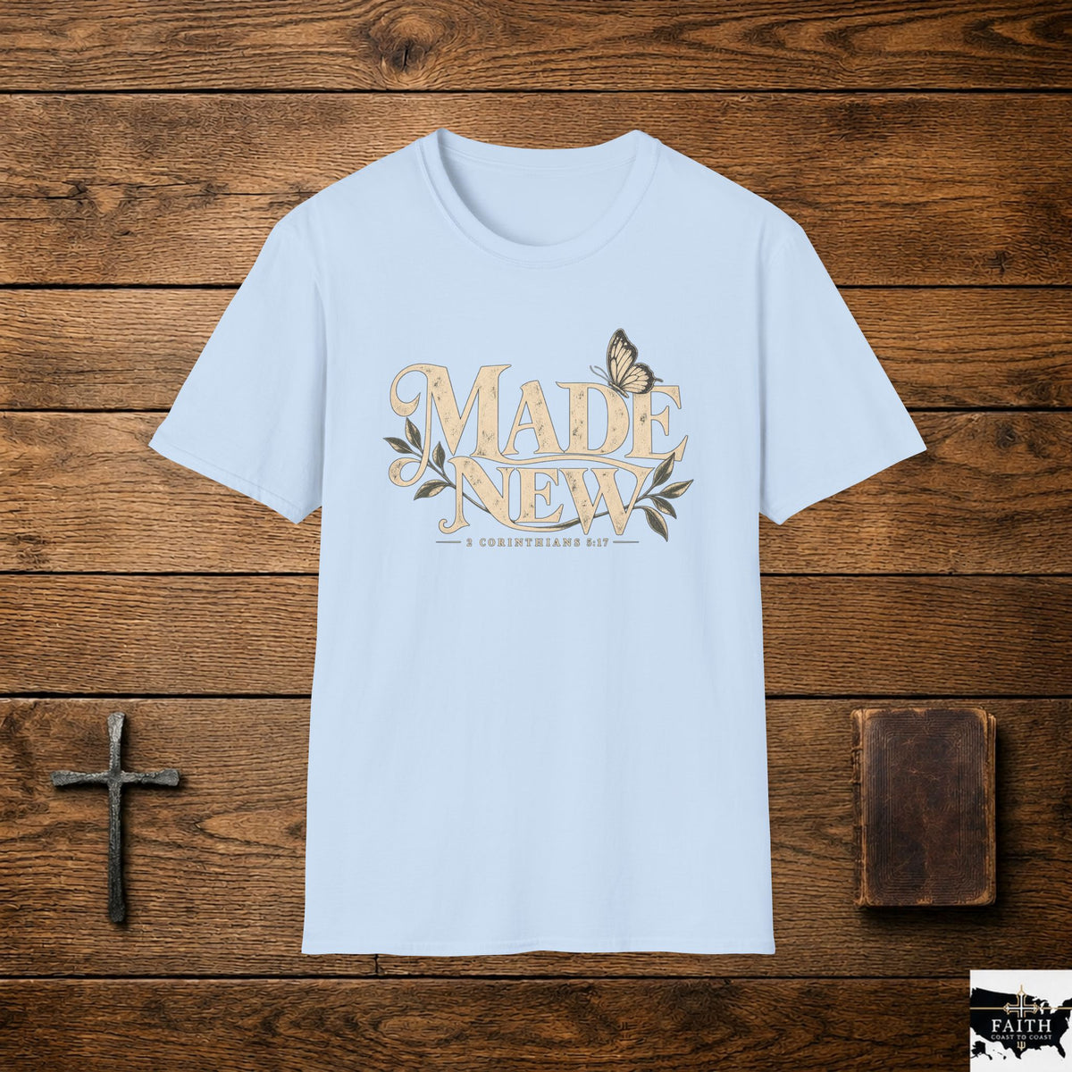 Made New tee | Floral Butterfly Typography T-Shirt