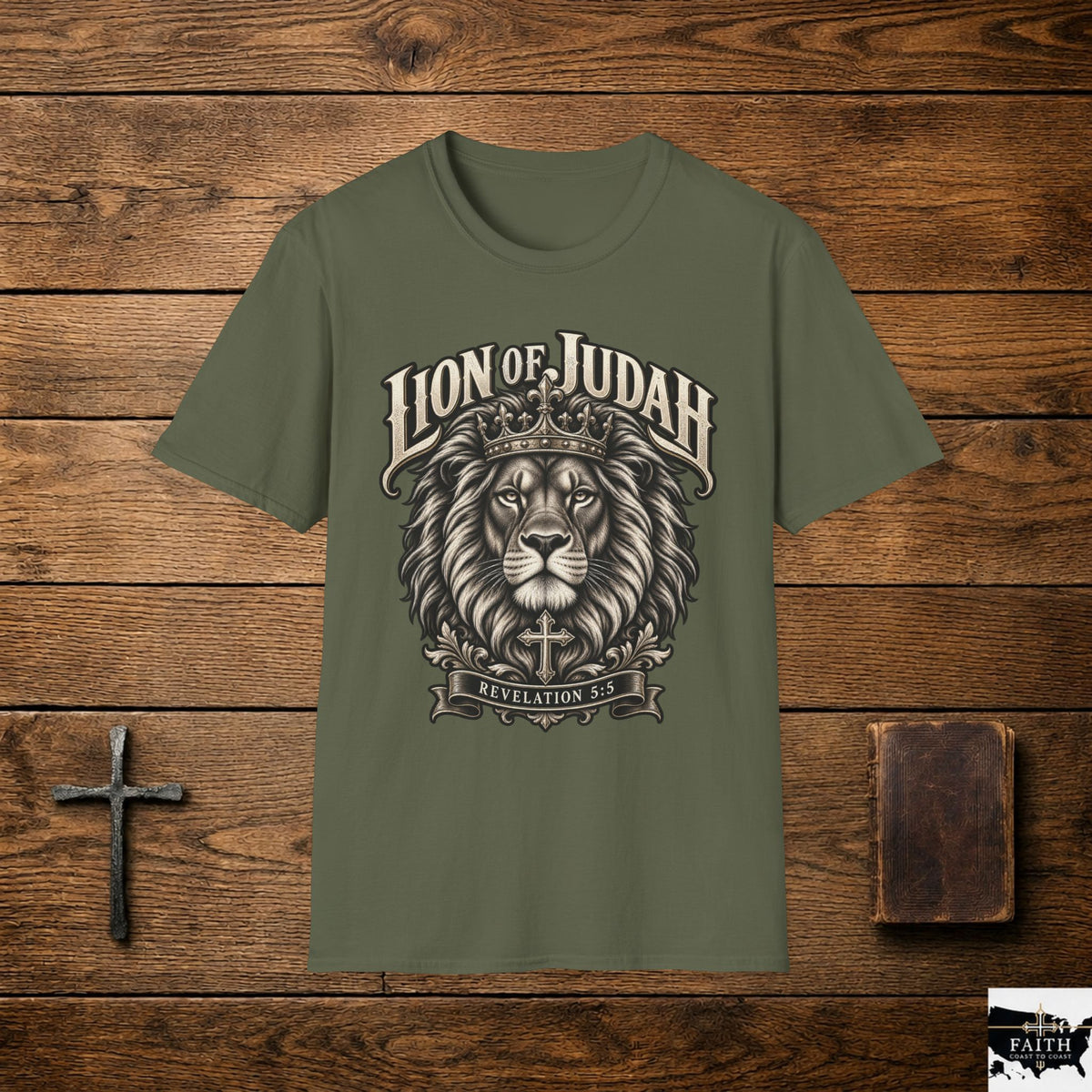 Lion of Judah T-Shirt | Christian Lion Crest, Crowned Lion Faith Tee