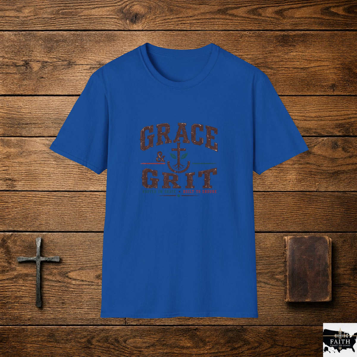 Grace & Grit T-Shirt | Anchor Typography, Faith Inspired
