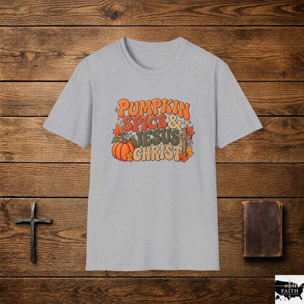Pumpkin Spice & Jesus T‑Shirt — Fall Faith Graphic Tee