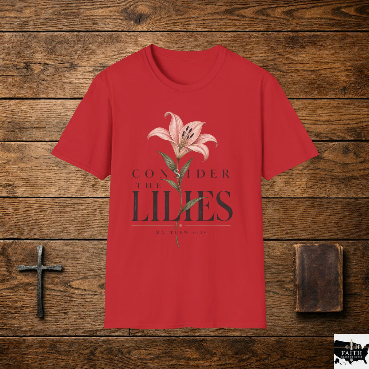 Pink Lily Illustration Consider The Lilies T-Shirt | Floral Tee
