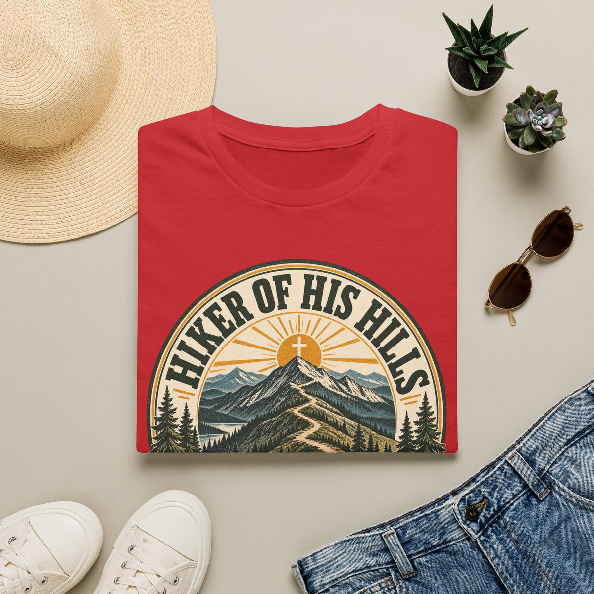 Hiker of His Hills T-Shirt — Christian Mountain Trail Graphic Tee