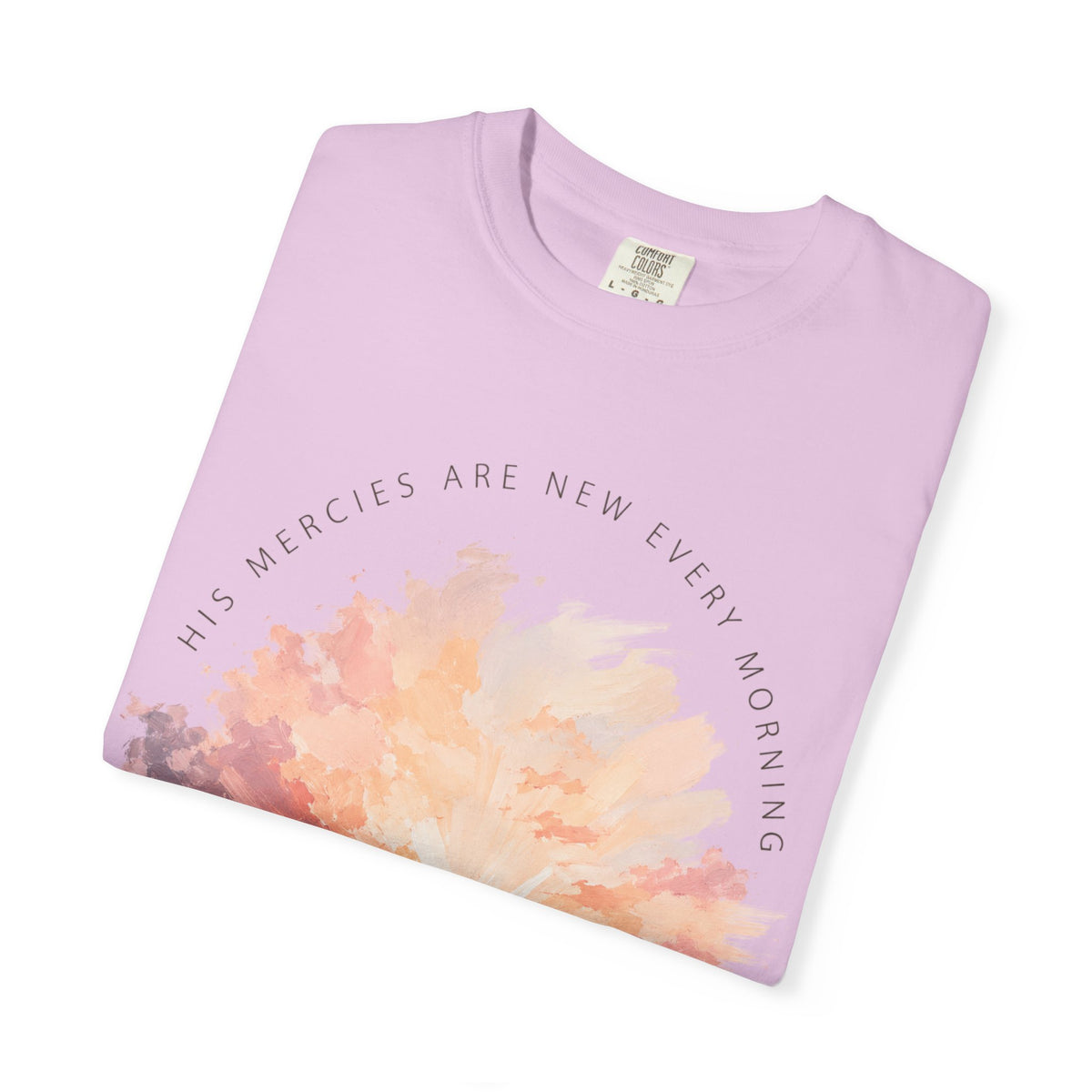Sunset Reflection T-Shirt — "His Mercy Is New Every Morning" Christian Inspirational Tee