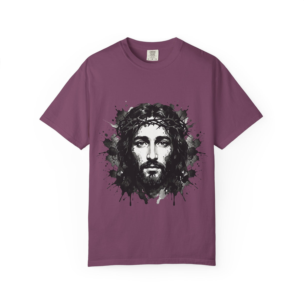 Jesus Christ Portrait T-shirt | Ink Splash Religious Artwork