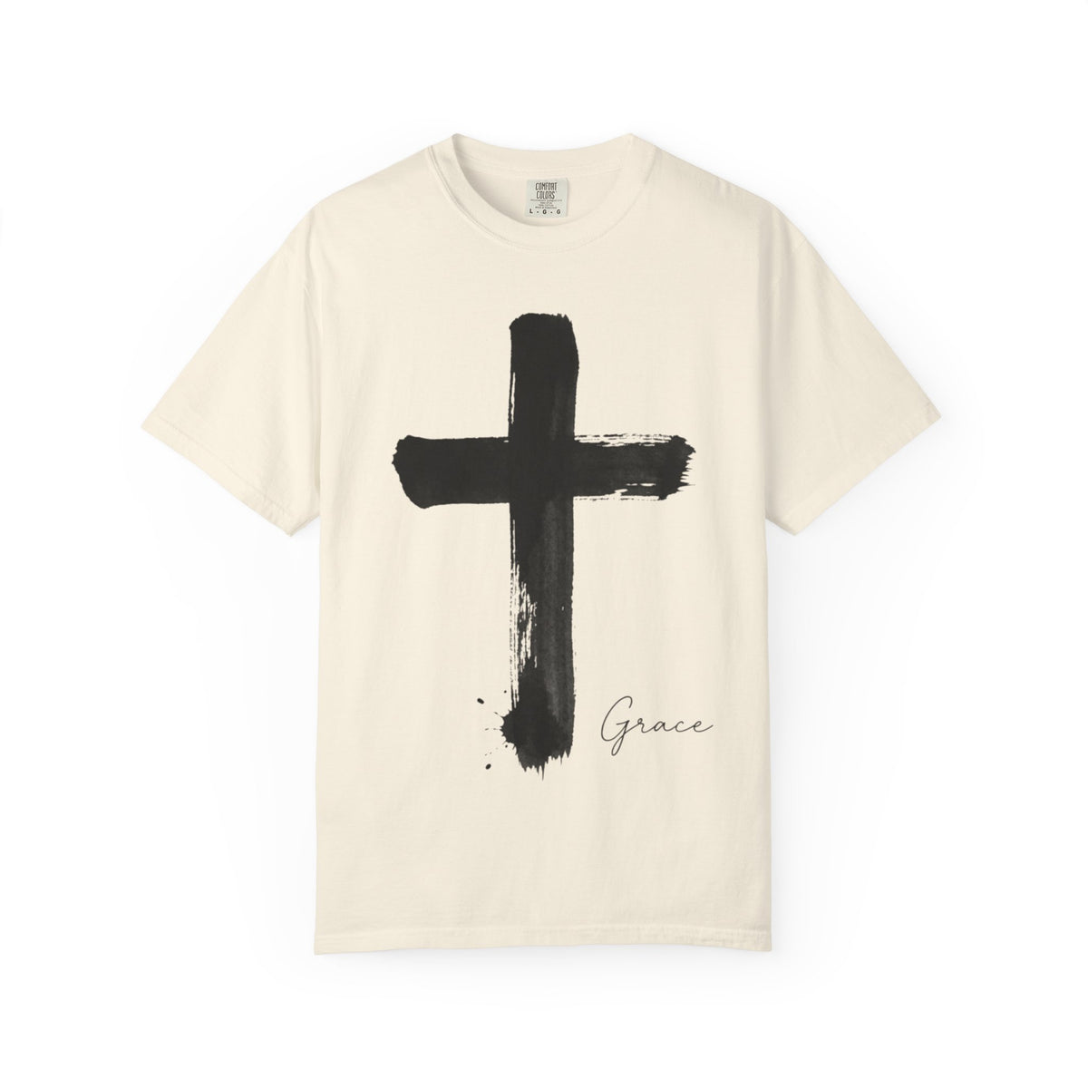 Grace Cross T-Shirt — Minimal Brushstroke Christian Tee