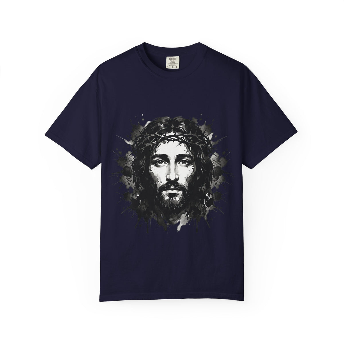 Jesus Christ Portrait T-shirt | Ink Splash Religious Artwork