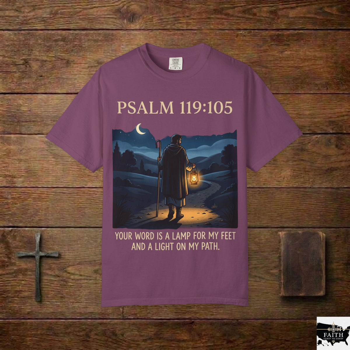 Psalm 119:105 Lantern Shepherd T-Shirt — "Your Word Is a Lamp for My Feet" Christian Tee