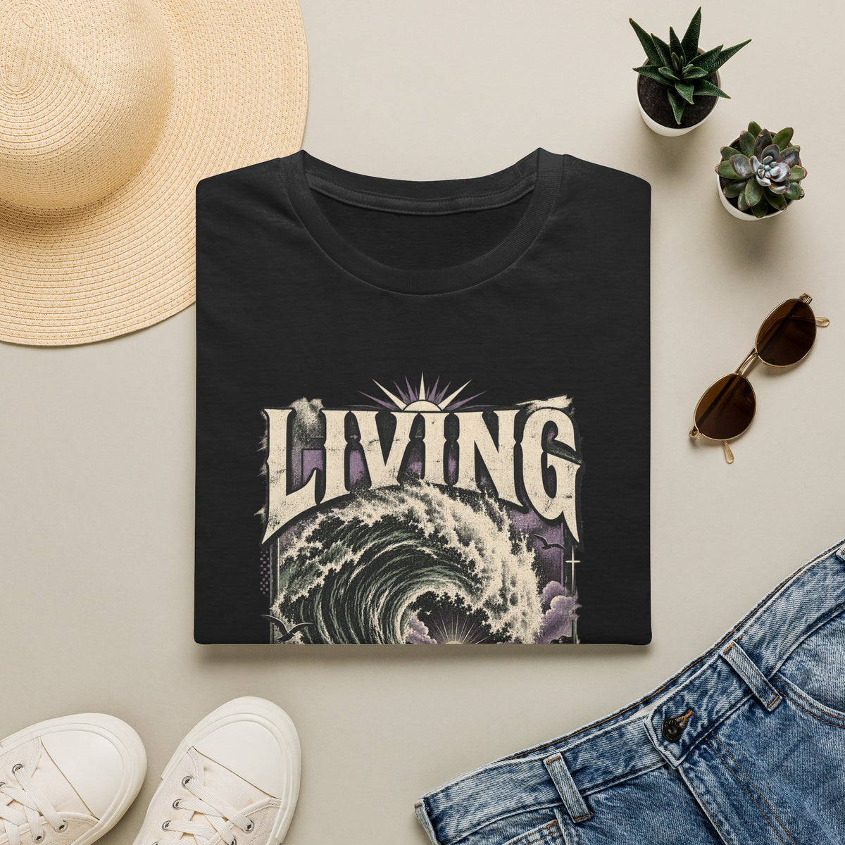Living Water T-Shirt — Vintage Wave Graphic Tee