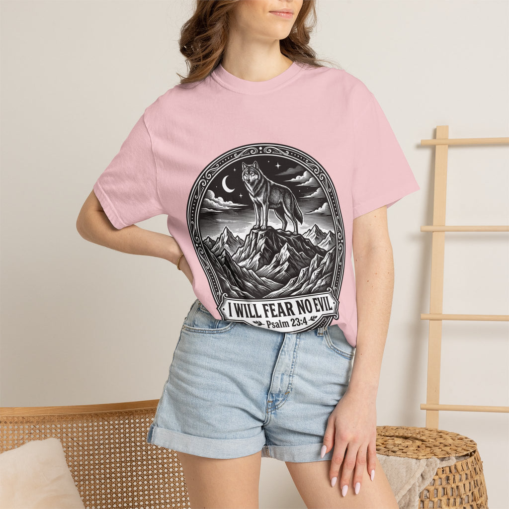 Psalm 23:4 'I Will Fear No Evil' Wolf T-Shirt