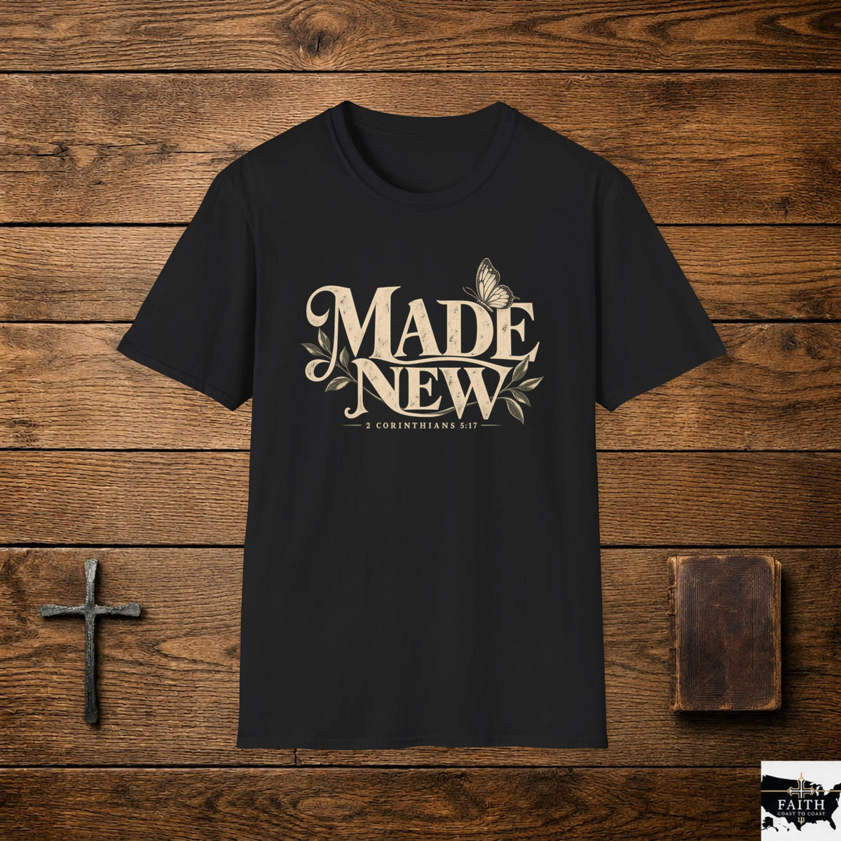 Made New tee | Floral Butterfly Typography T-Shirt
