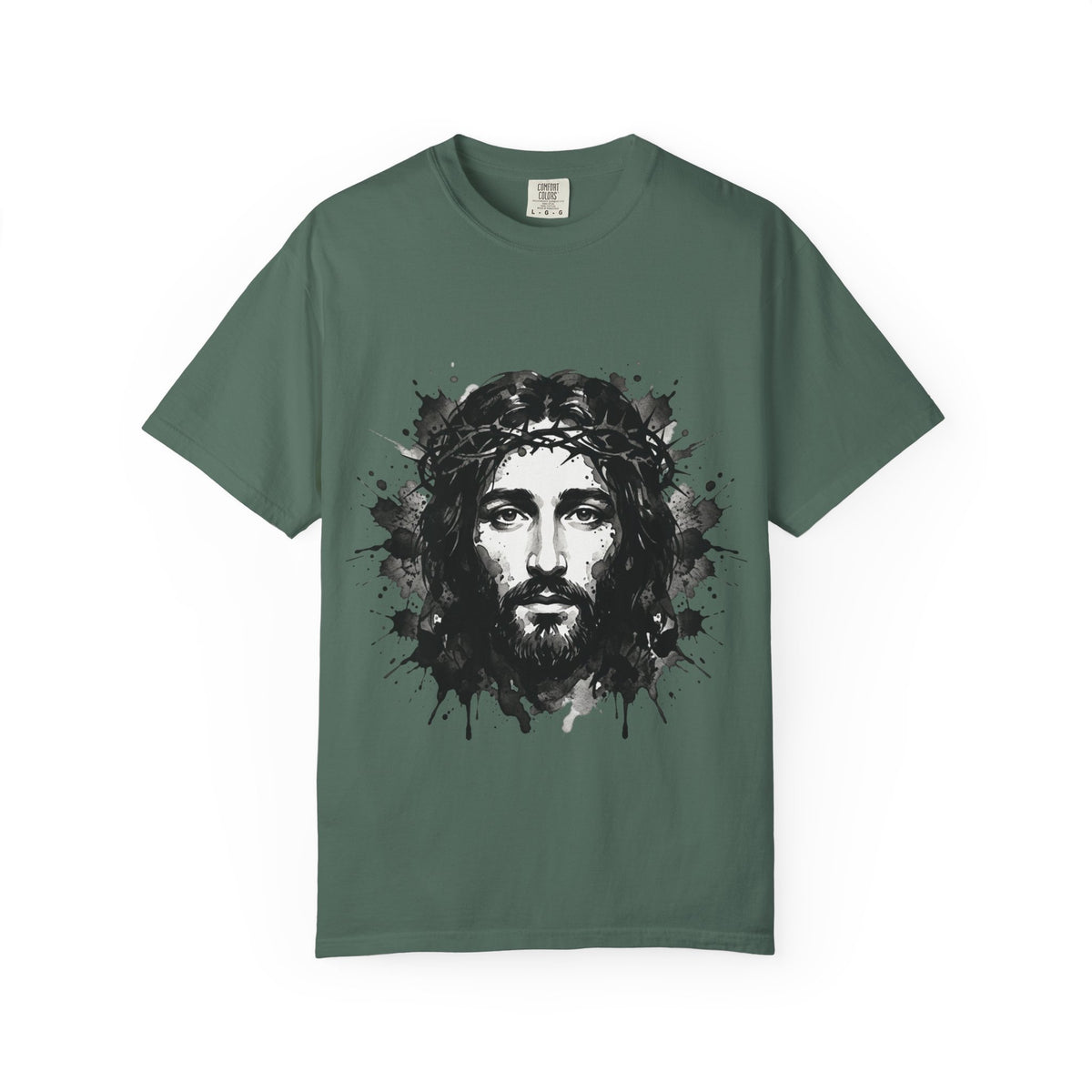 Jesus Christ Portrait T-shirt | Ink Splash Religious Artwork