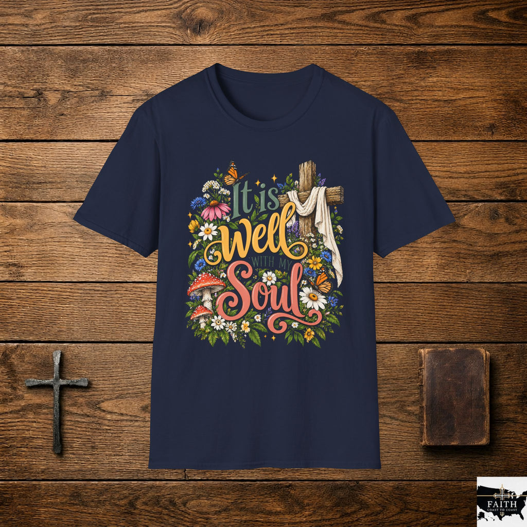 It Is Well Floral Cross T‑Shirt