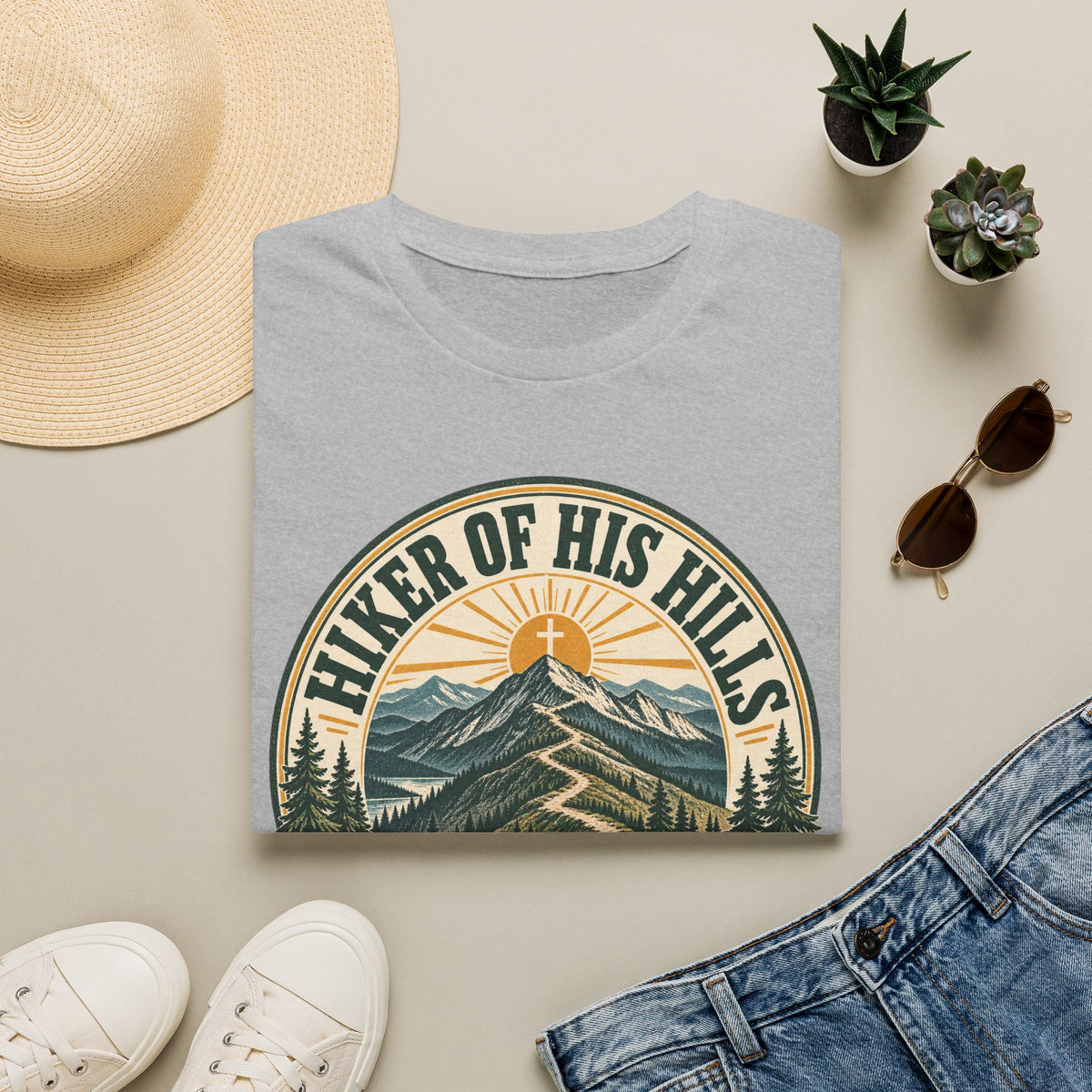 Hiker of His Hills T-Shirt — Christian Mountain Trail Graphic Tee