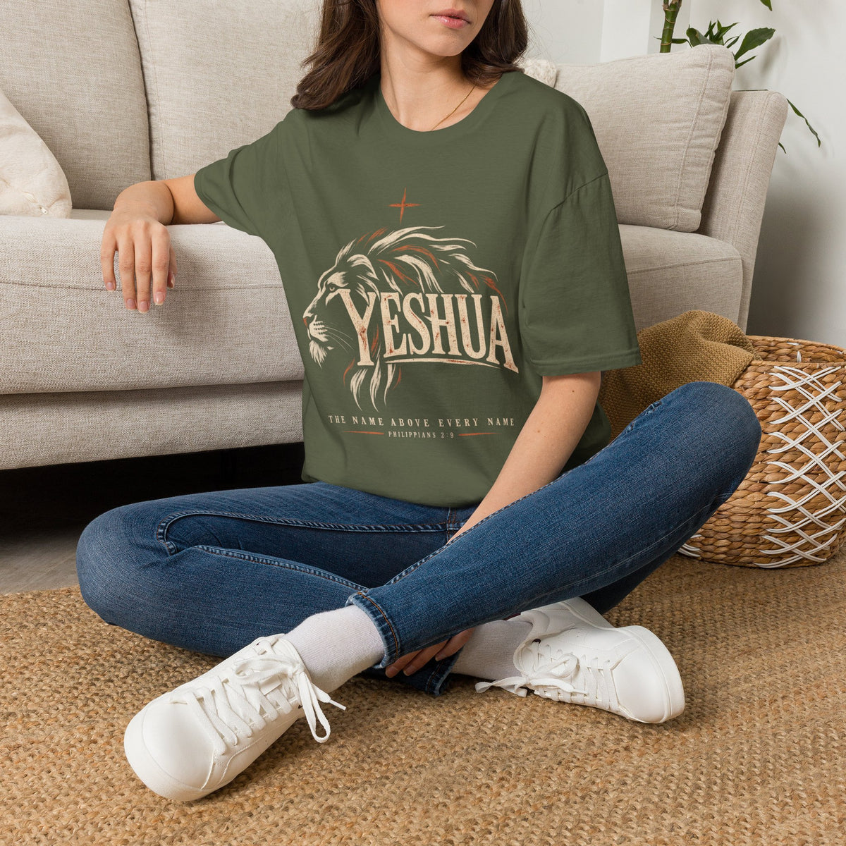 Yeshua Lion T-Shirt — Christian Faith Tee with Lion Graphic and Cross