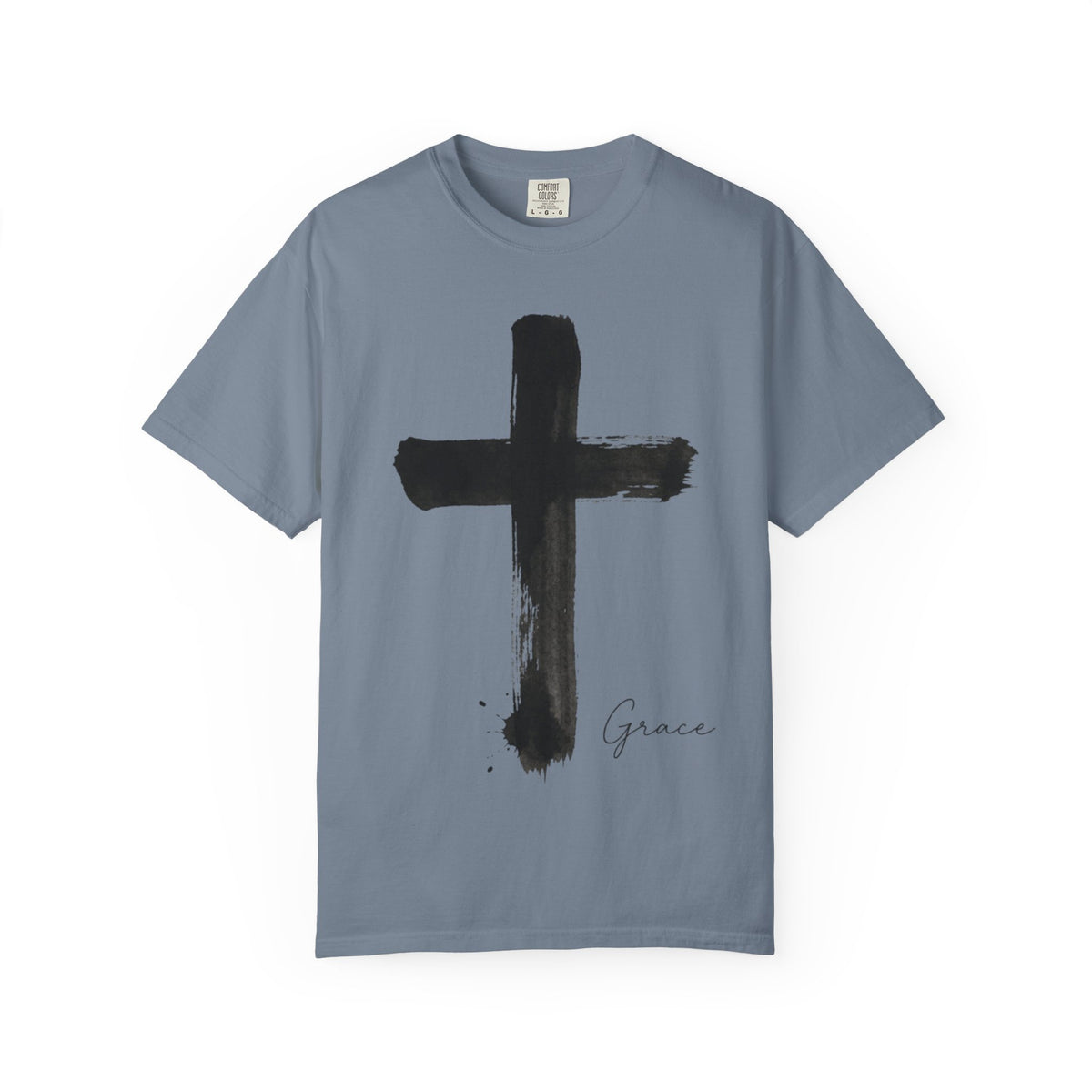 Grace Cross T-Shirt — Minimal Brushstroke Christian Tee