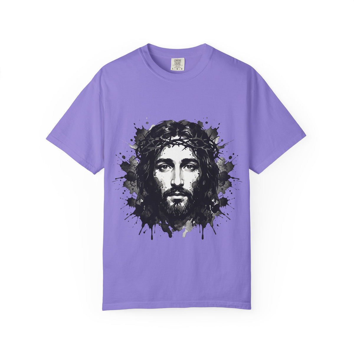 Jesus Christ Portrait T-shirt | Ink Splash Religious Artwork