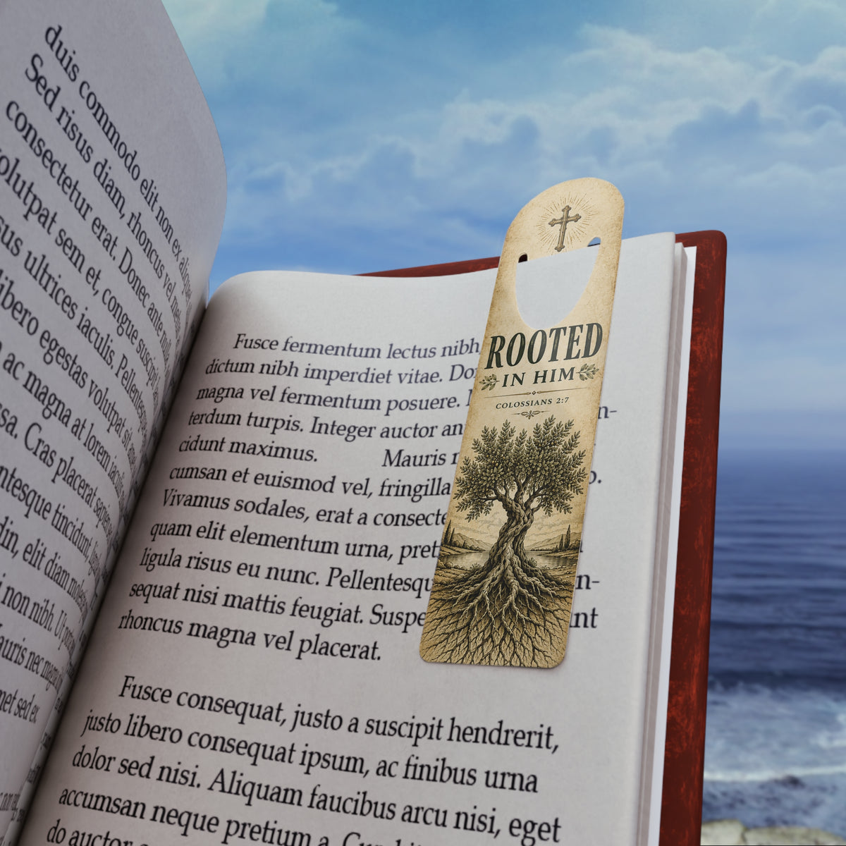 Rooted in Him Bookmark | Christian Scripture Colossians 2:7 Tree Design