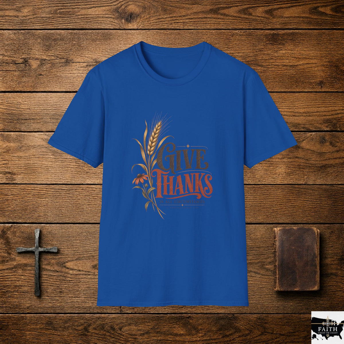 Give Thanks wheat design T-Shirt | Thanksgiving fall harvest tee