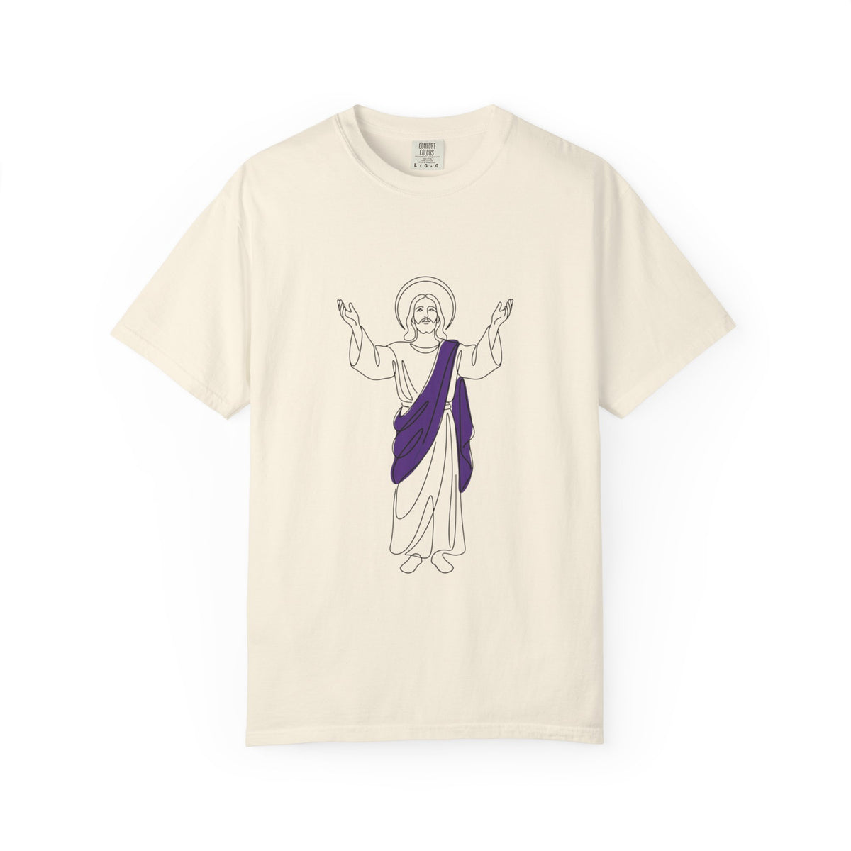 Jesus Line Art with Purple Sash T-Shirt | Religious Christian Tee