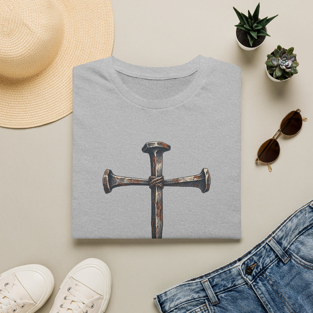 Christian 'It Is Finished' Nail Cross T-Shirt — Faith-Based Easter & Everyday Devotional Tee