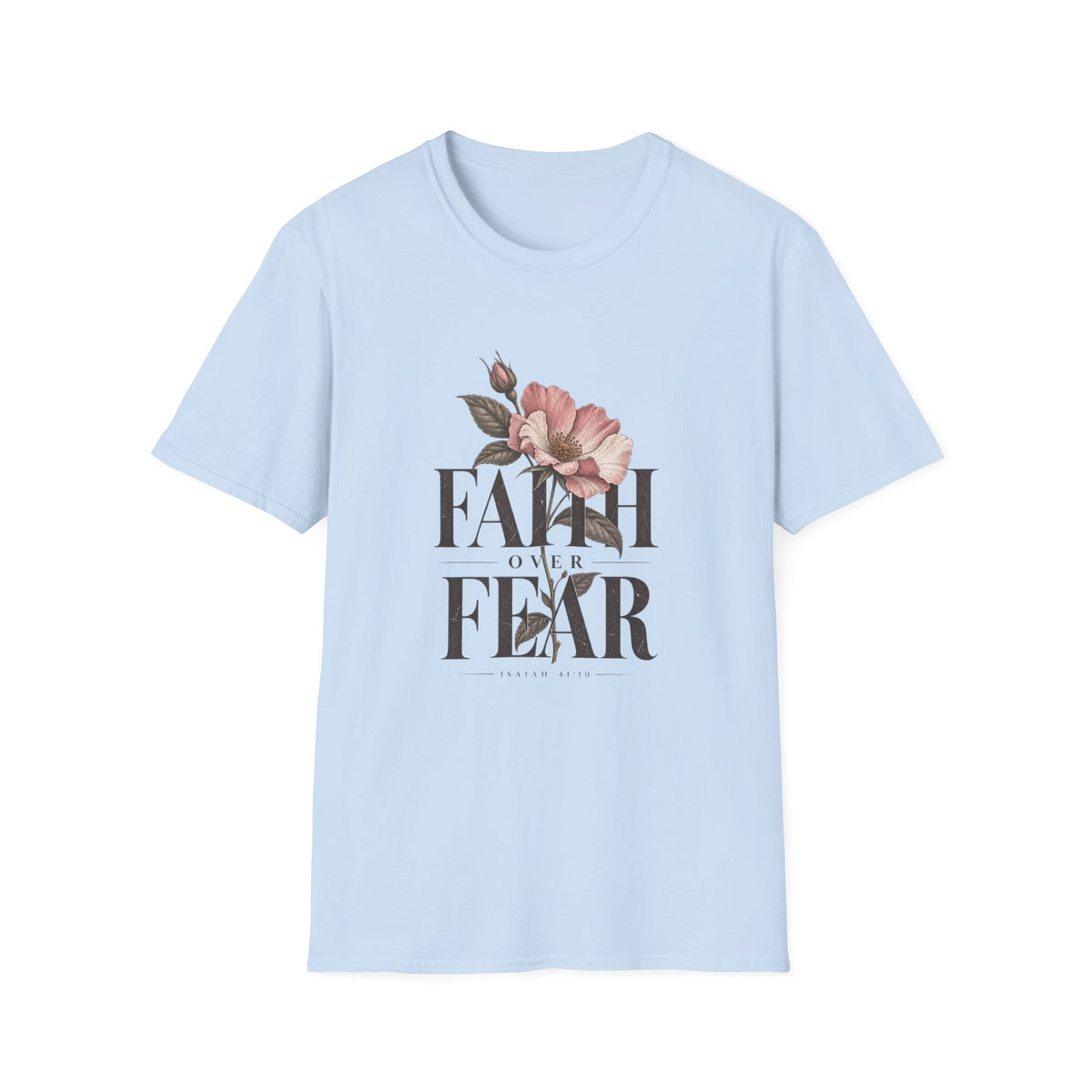 Faith over Fear T-Shirt | Floral Script Typography