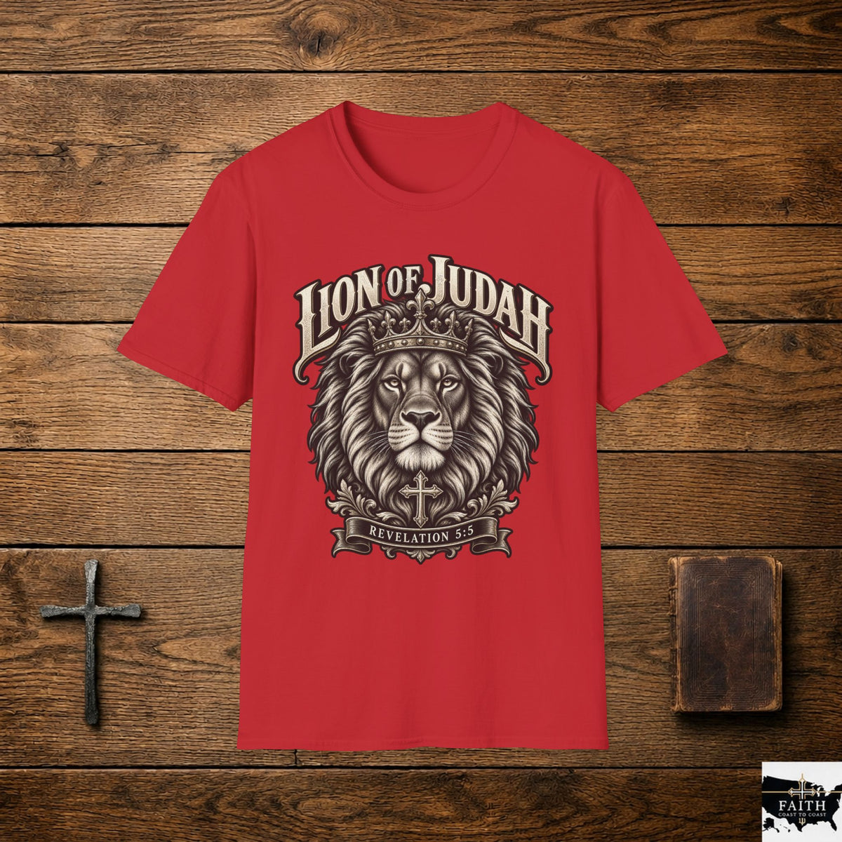 Lion of Judah T-Shirt | Christian Lion Crest, Crowned Lion Faith Tee