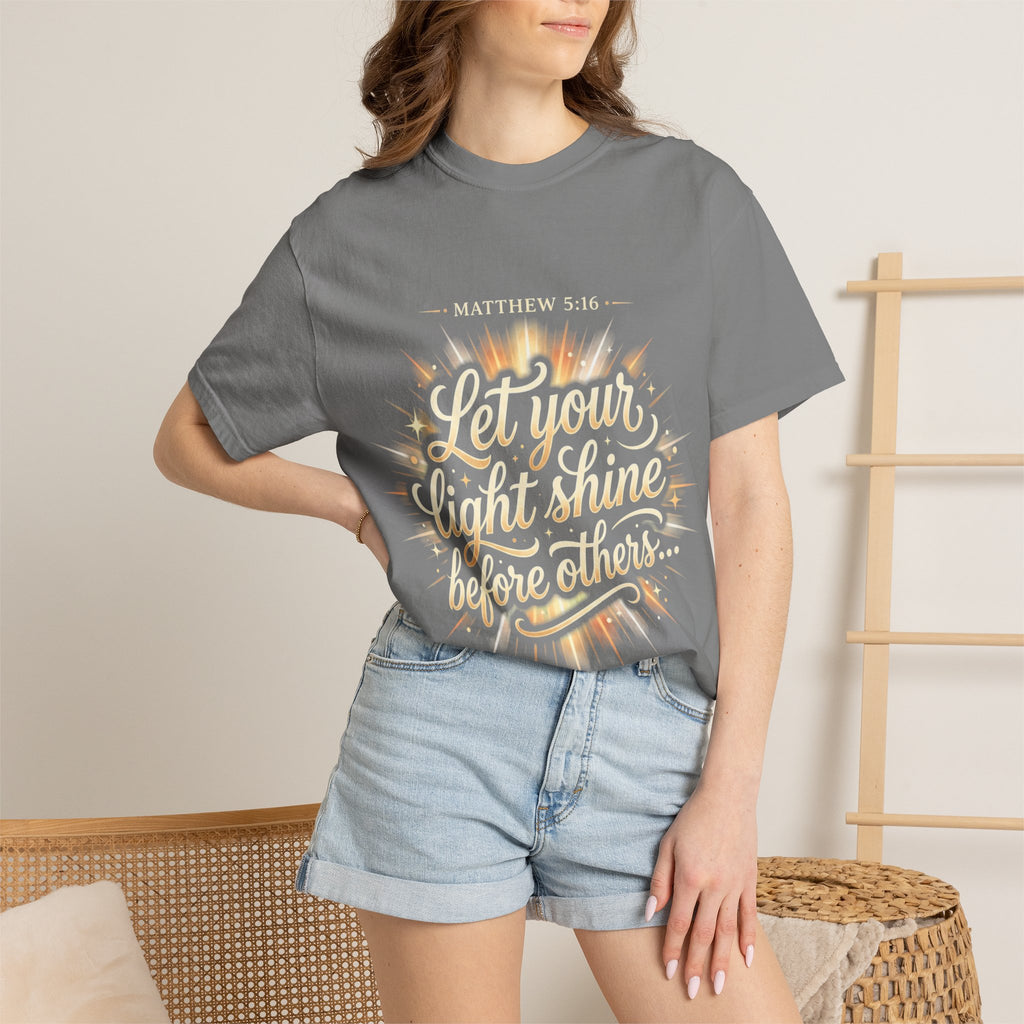 Let Your Light Shine T-Shirt — Matthew 5:16 Christian Graphic Tee