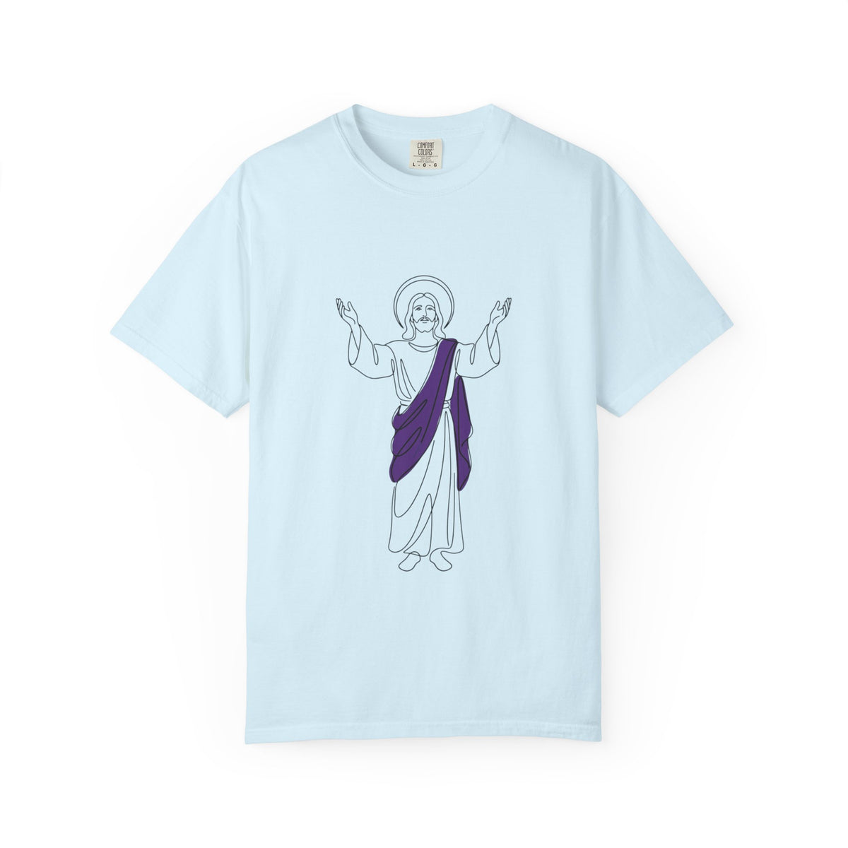 Jesus Line Art with Purple Sash T-Shirt | Religious Christian Tee