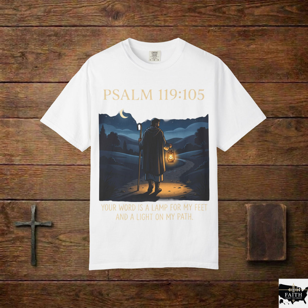 Psalm 119:105 Lantern Shepherd T-Shirt — "Your Word Is a Lamp for My Feet" Christian Tee