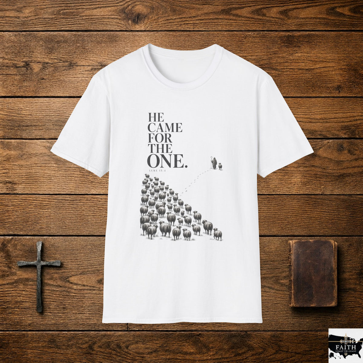 He Came For The One T-Shirt | Minimal Typography, Sheep Illustration
