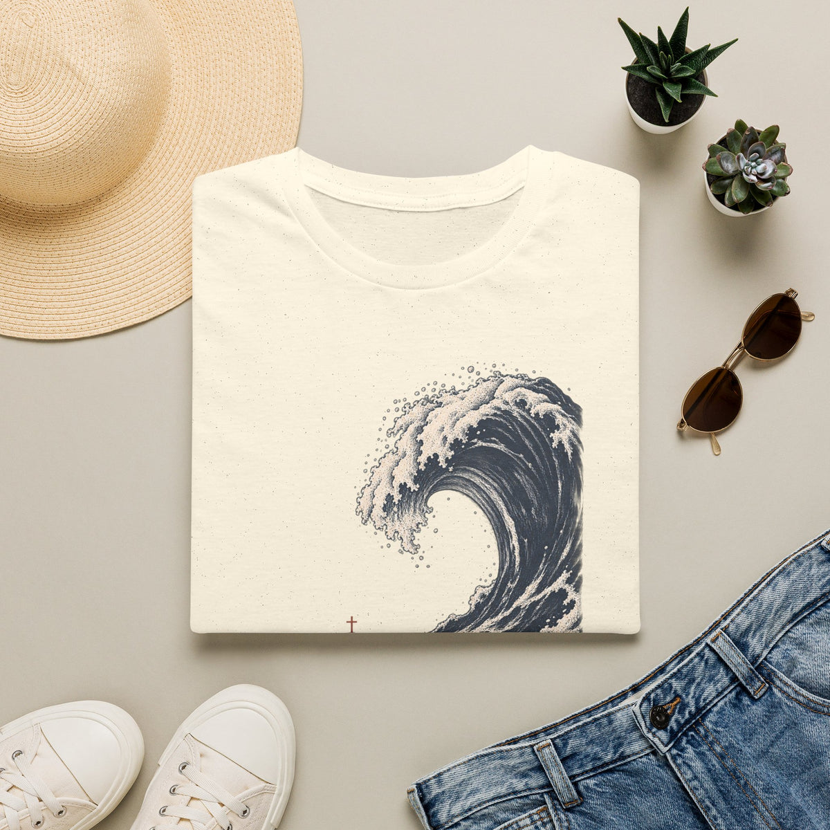 T-Shirt — "Be Still" Wave Graphic Tee | Calming Ocean Spiritual Apparel