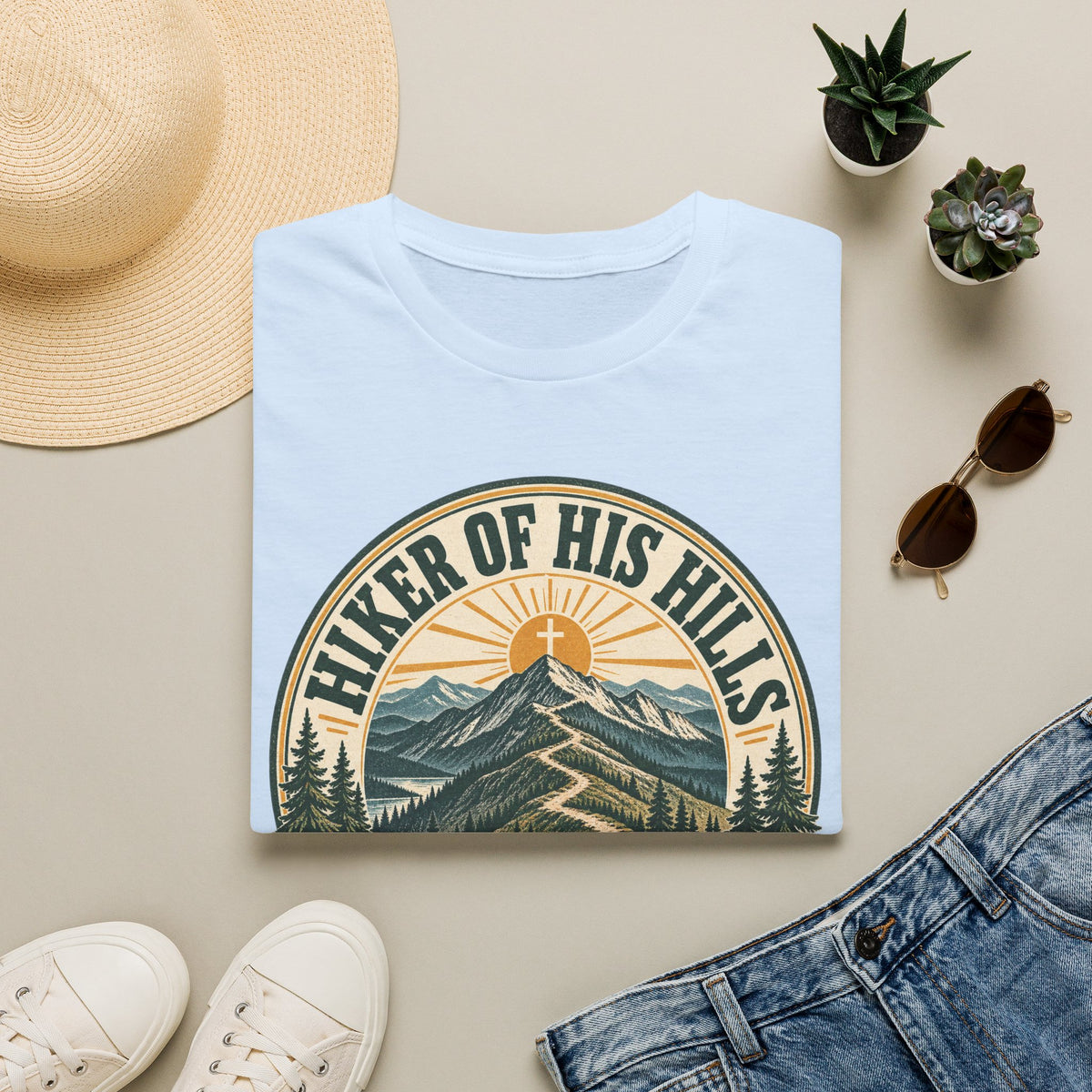 Hiker of His Hills T-Shirt — Christian Mountain Trail Graphic Tee