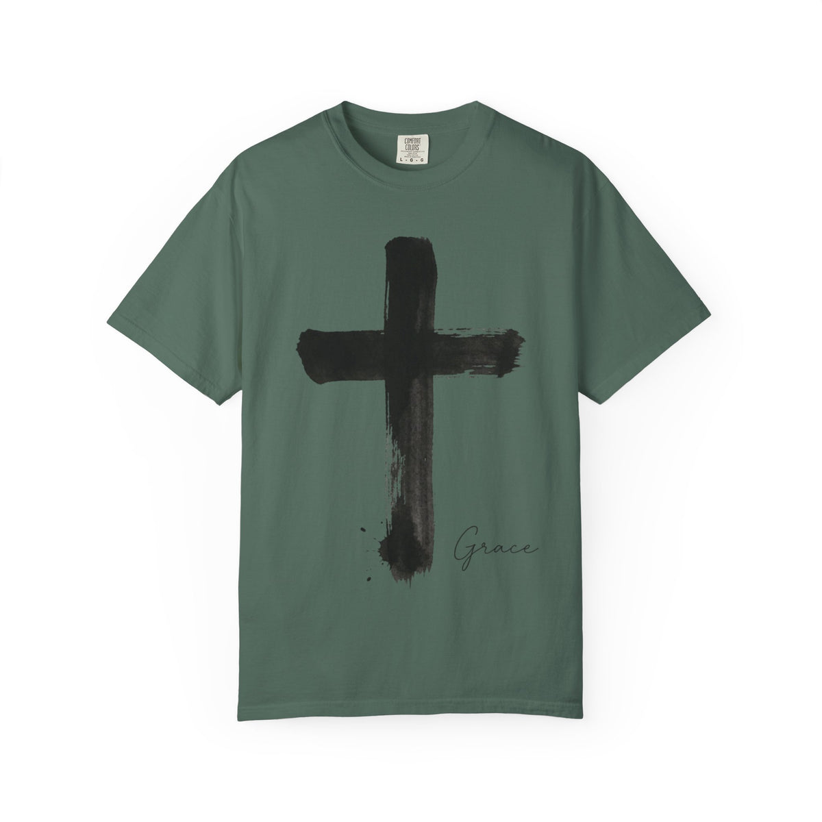Grace Cross T-Shirt — Minimal Brushstroke Christian Tee