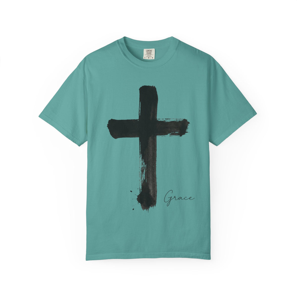 Grace Cross T-Shirt — Minimal Brushstroke Christian Tee
