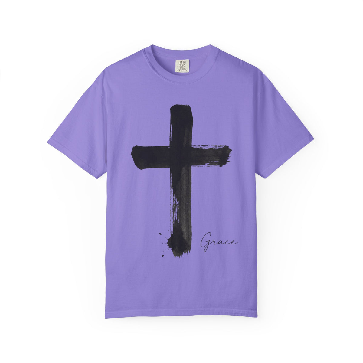 Grace Cross T-Shirt — Minimal Brushstroke Christian Tee
