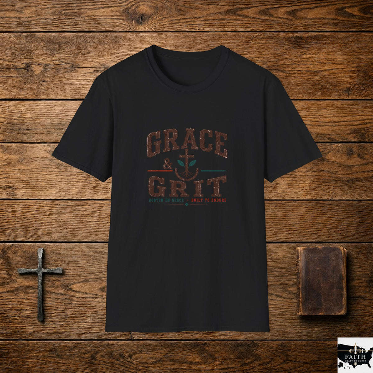 Grace & Grit T-Shirt | Anchor Typography, Faith Inspired