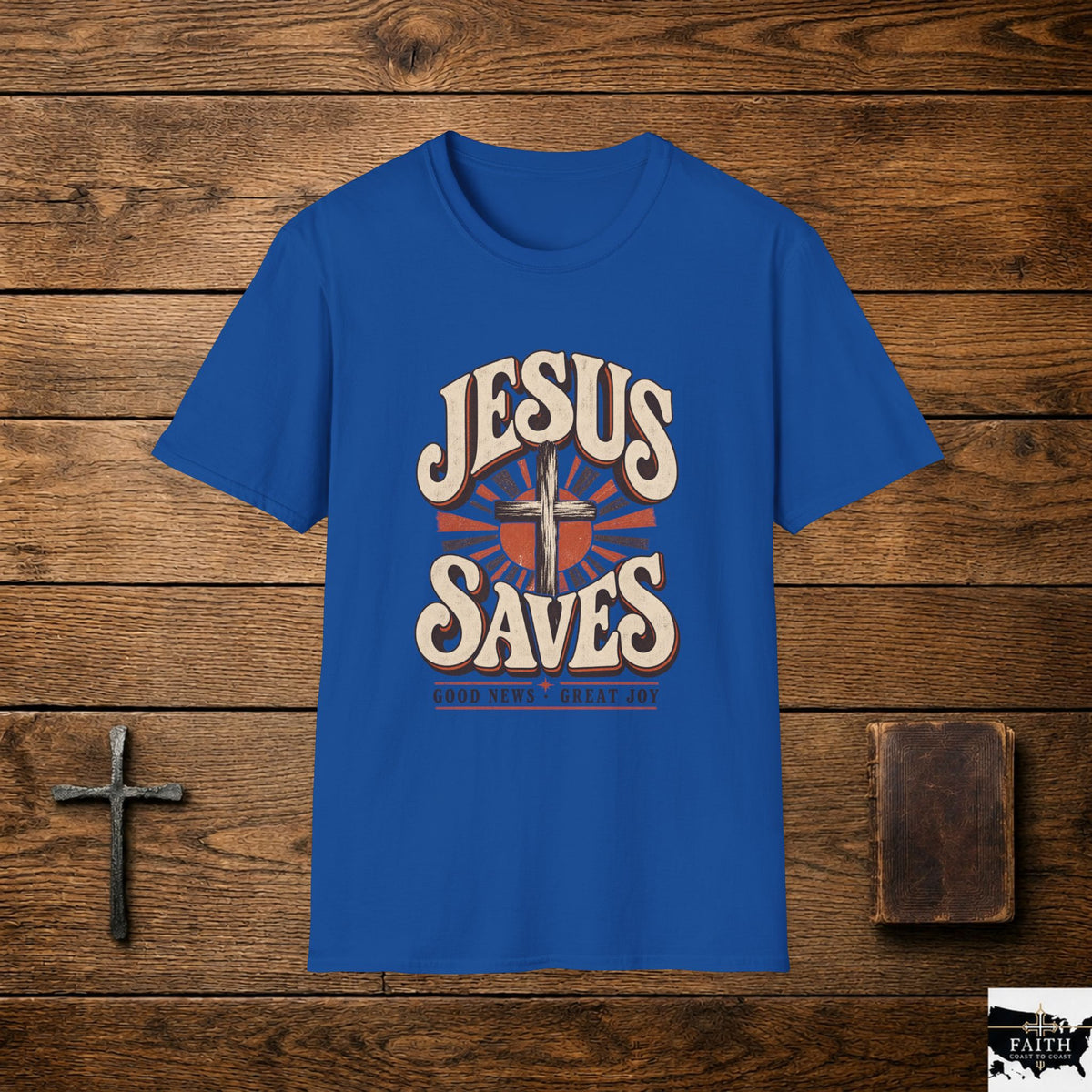 Jesus Saves T-Shirt | Retro Cross Graphic, Vintage Faith Tee