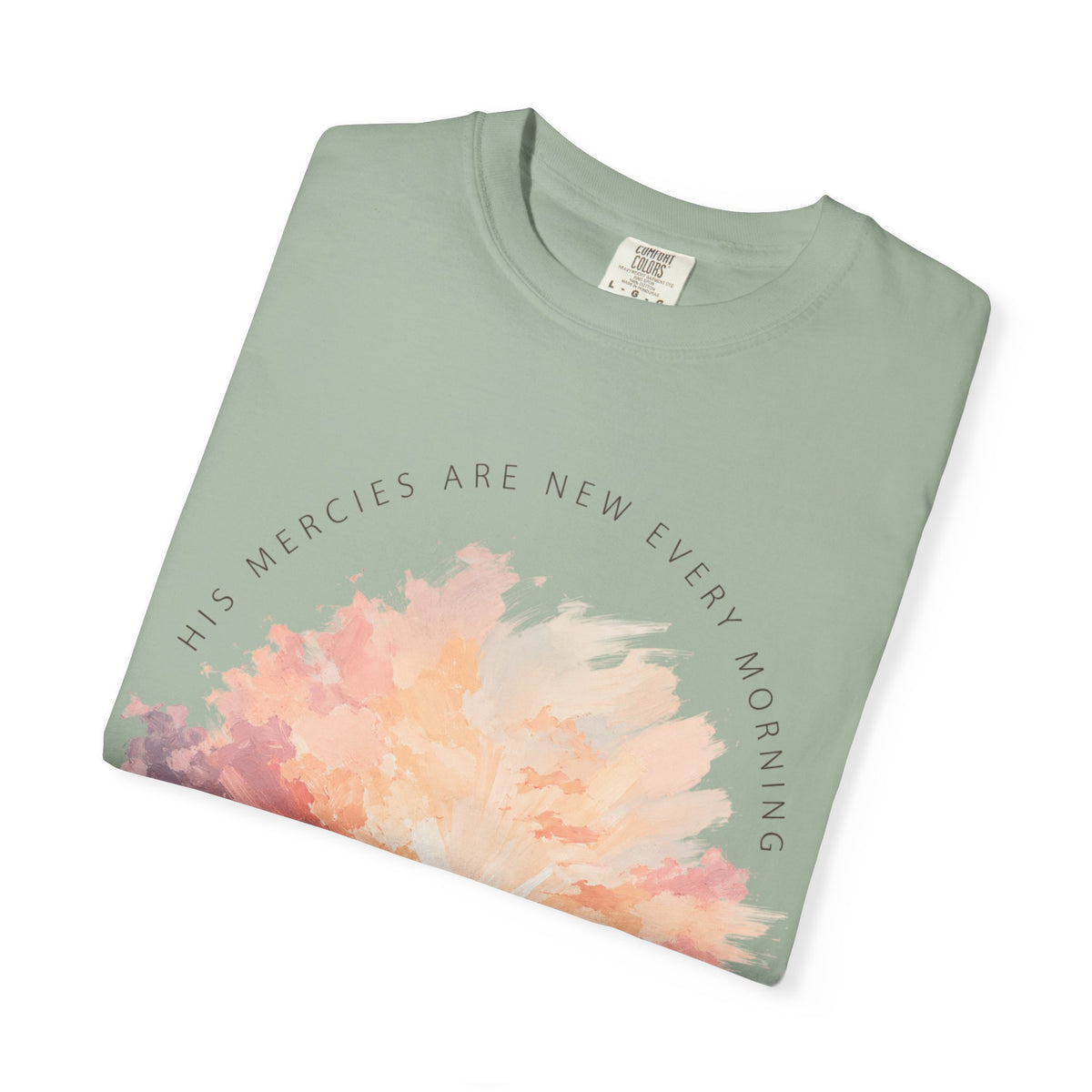 Sunset Reflection T-Shirt — "His Mercy Is New Every Morning" Christian Inspirational Tee