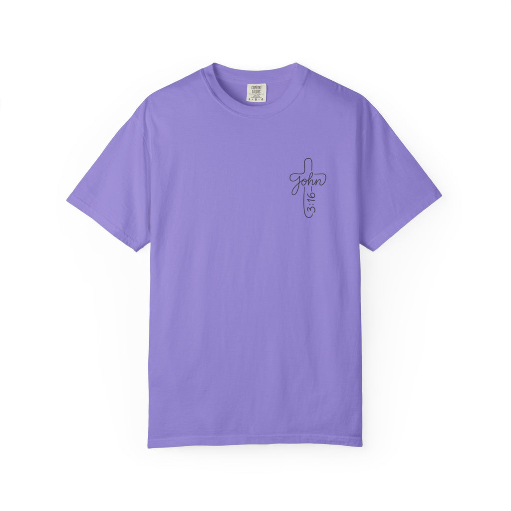 Line Art Jesus Face T-Shirt | Crown of Thorns Scripture Circle John 3:16