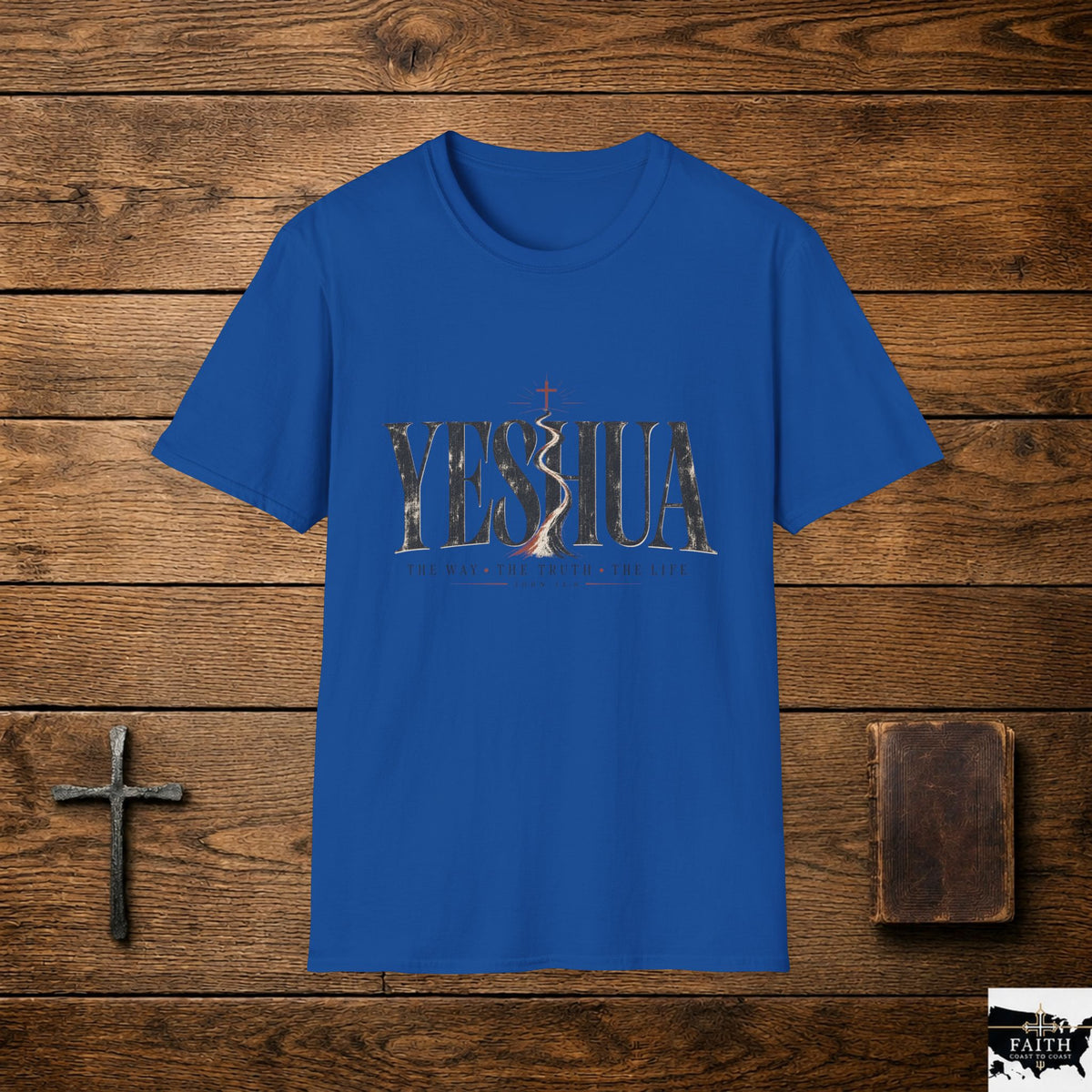 Yeshua Cross Script T-Shirt | Christian Faith Typography Shirt