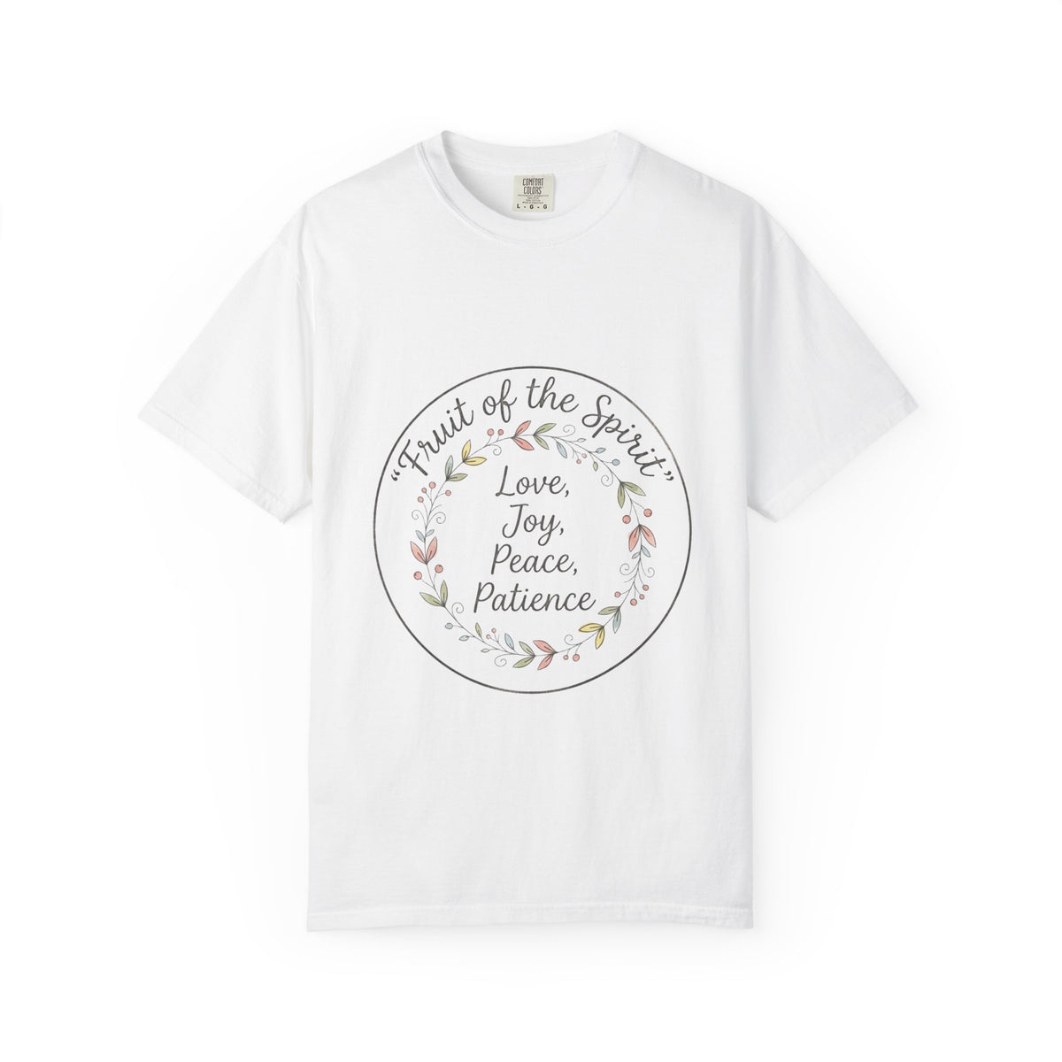 Fruit of the Spirit wreath T-Shirt | Love Joy Peace Patience design