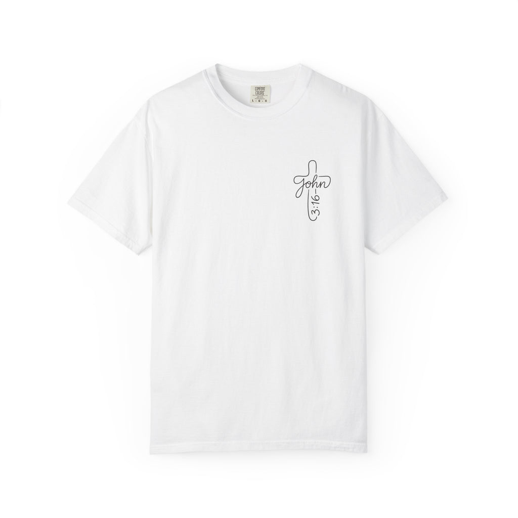 Line Art Jesus Face T-Shirt | Crown of Thorns Scripture Circle John 3:16