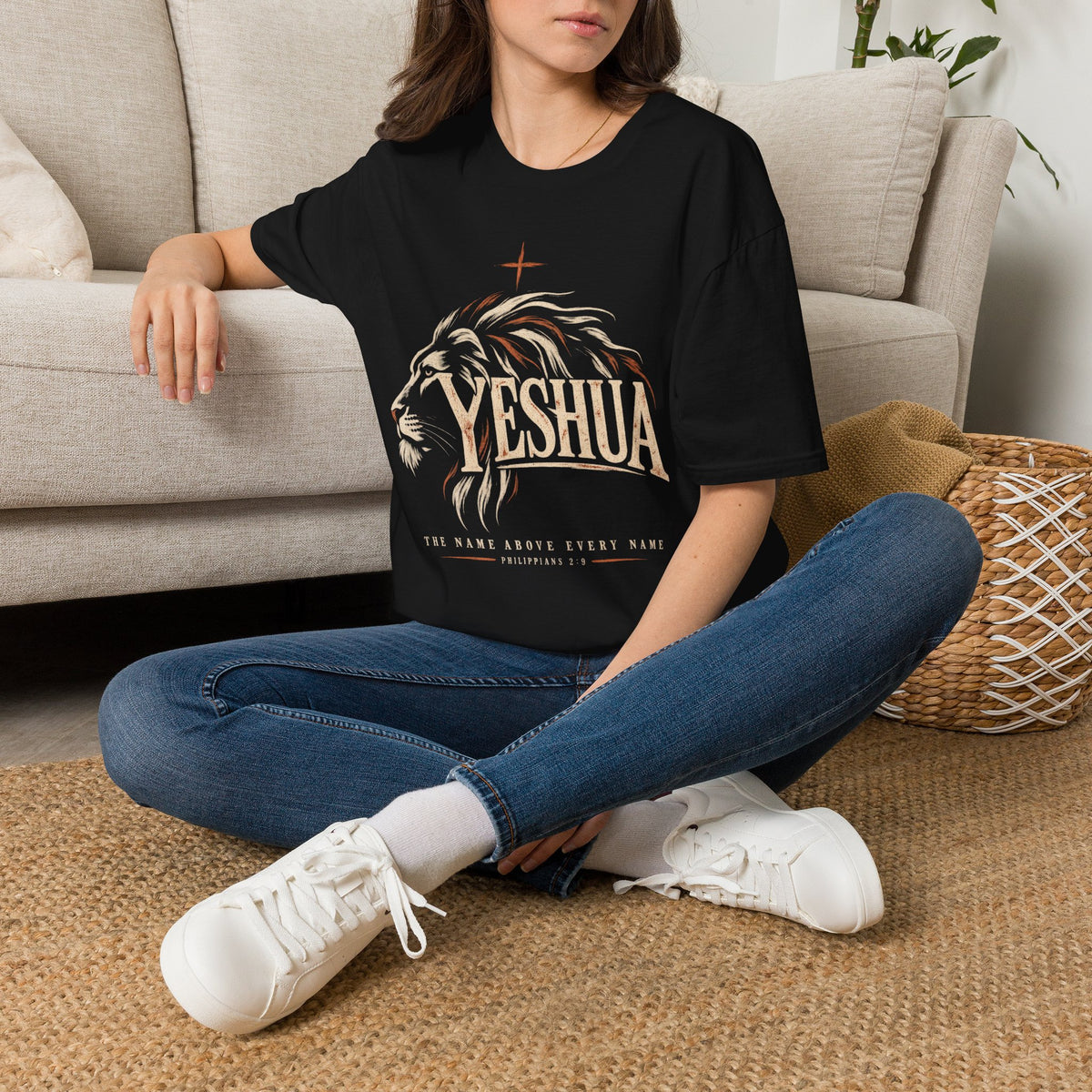 Yeshua Lion T-Shirt — Christian Faith Tee with Lion Graphic and Cross