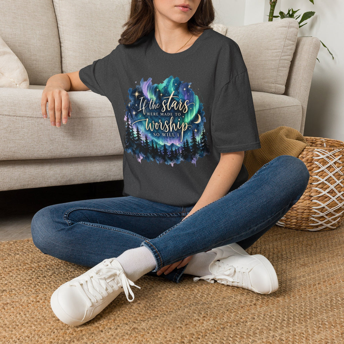 Worship Under the Stars T-Shirt — "If the stars were made to worship" Christian Faith Tee