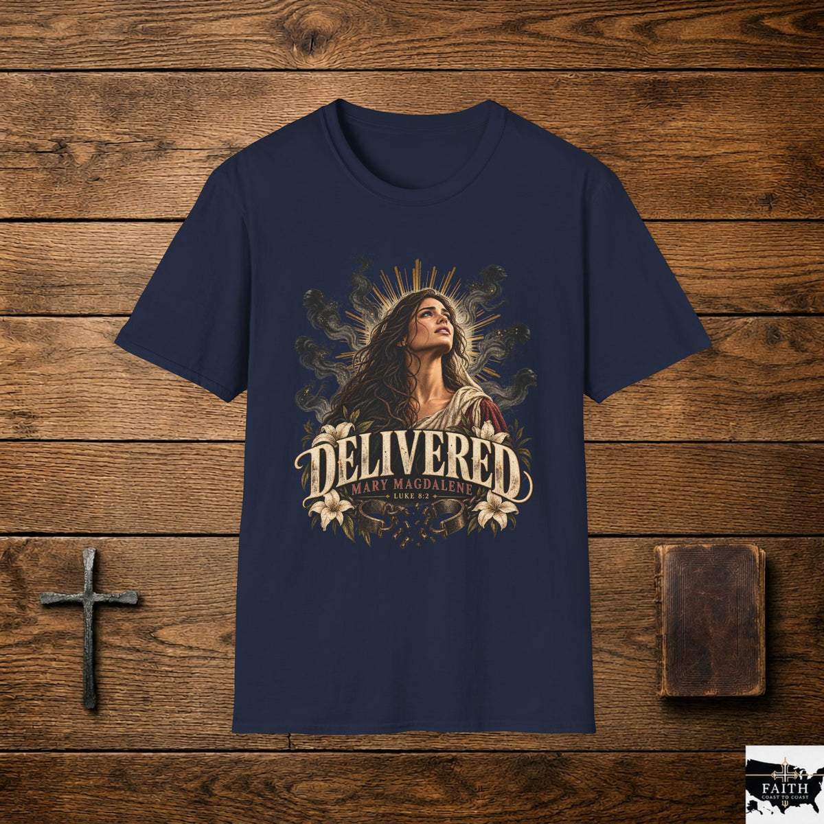 Delivered Mary T-Shirt — Christian Faith Religious Tee