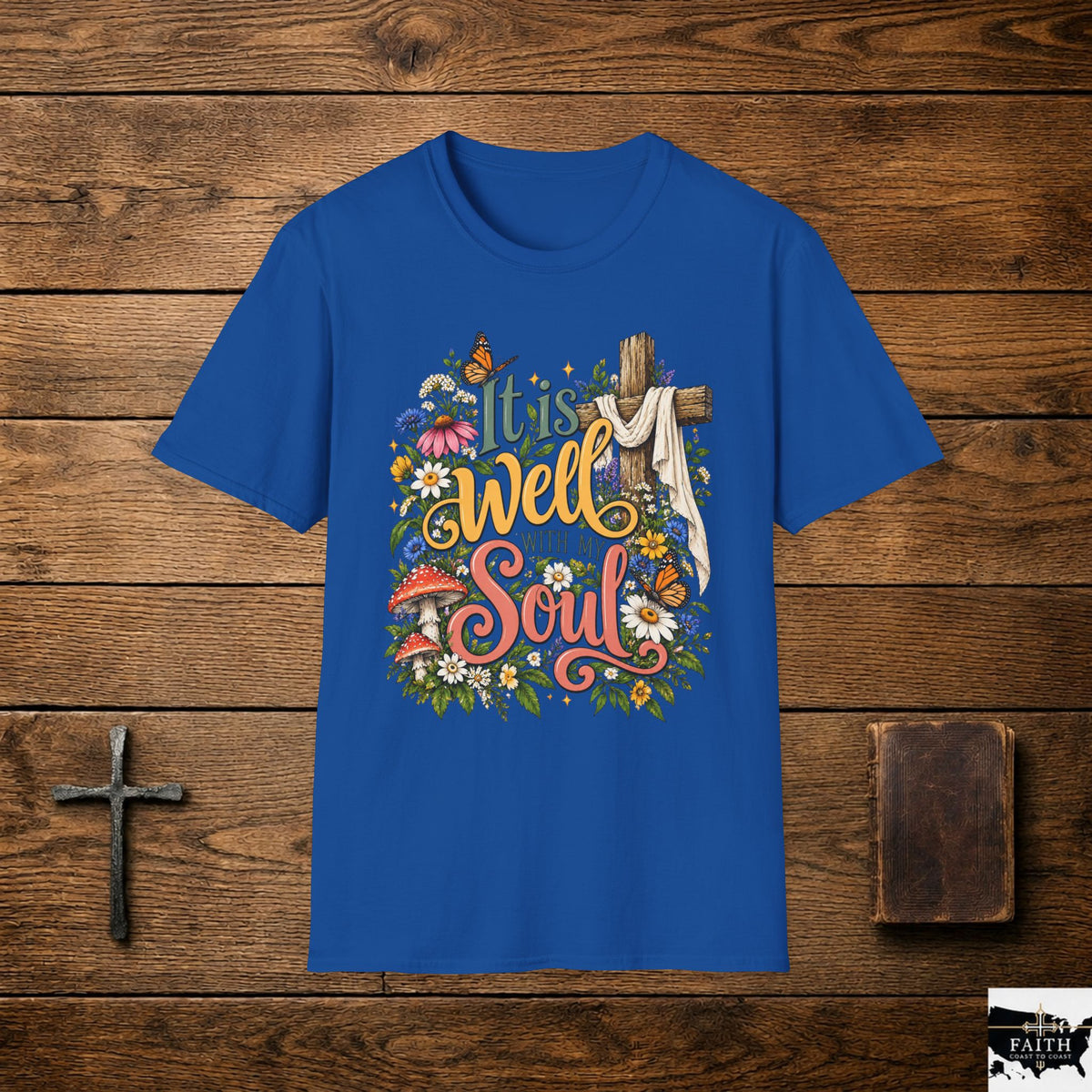 It Is Well Floral Cross T‑Shirt